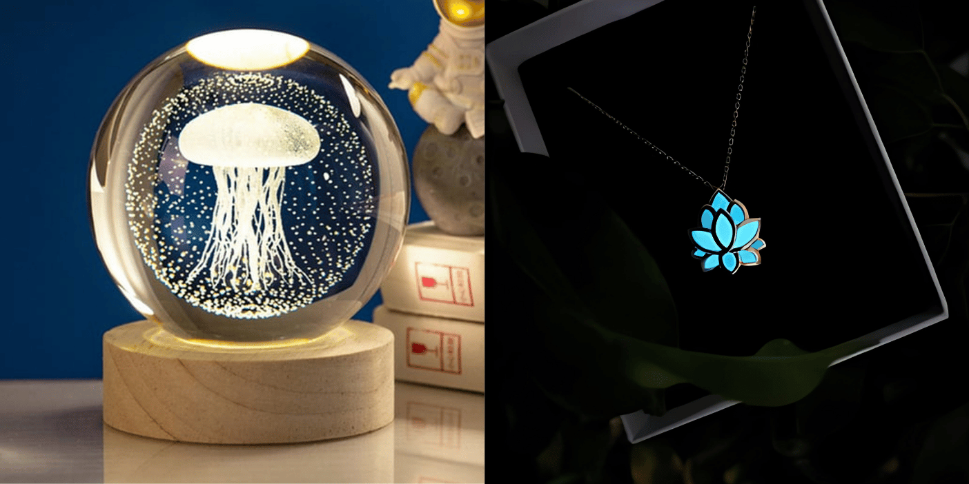 Denizanası Temalı Cam Küre  ve Lotus Kolye