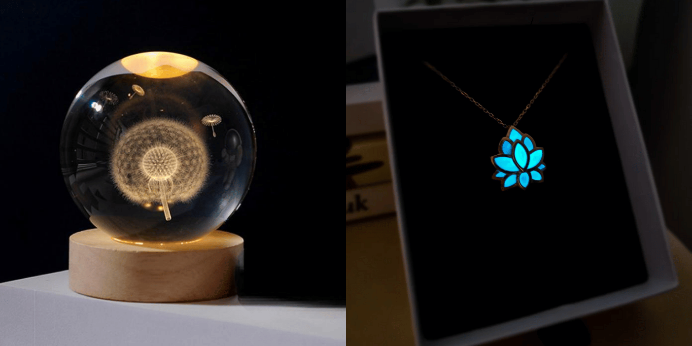 Karahindiba Temalı Cam Küre ve Lotus Kolye