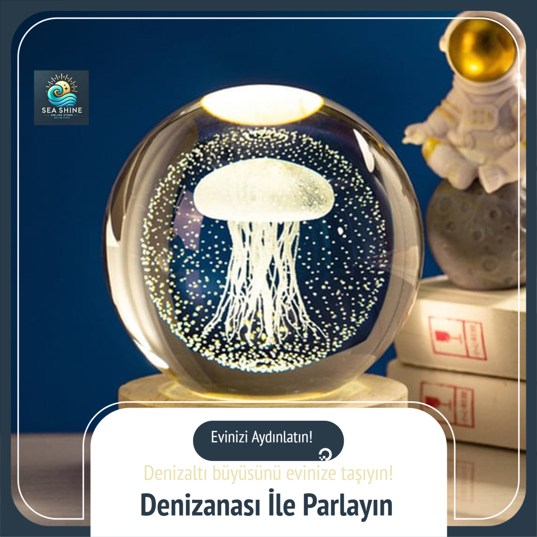 3D LED Işıklı Denizanası Cam Küre