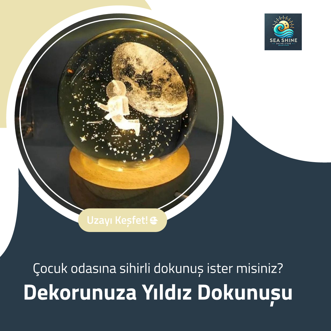 Astronot Temalı LED Işıklı Cam Küre