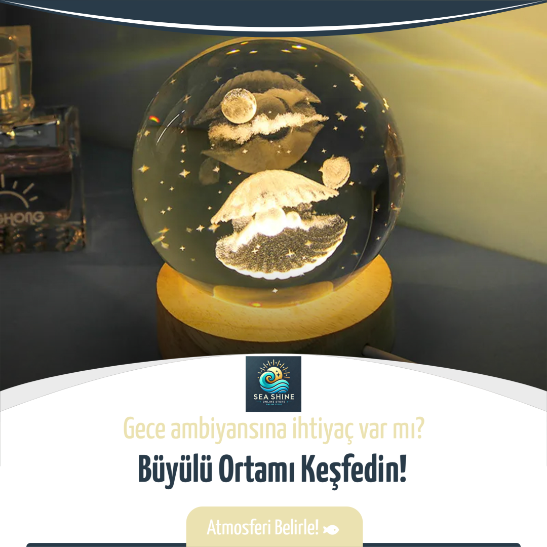 Işıklı İstiridye Temalı Dekoratif Cam Küre